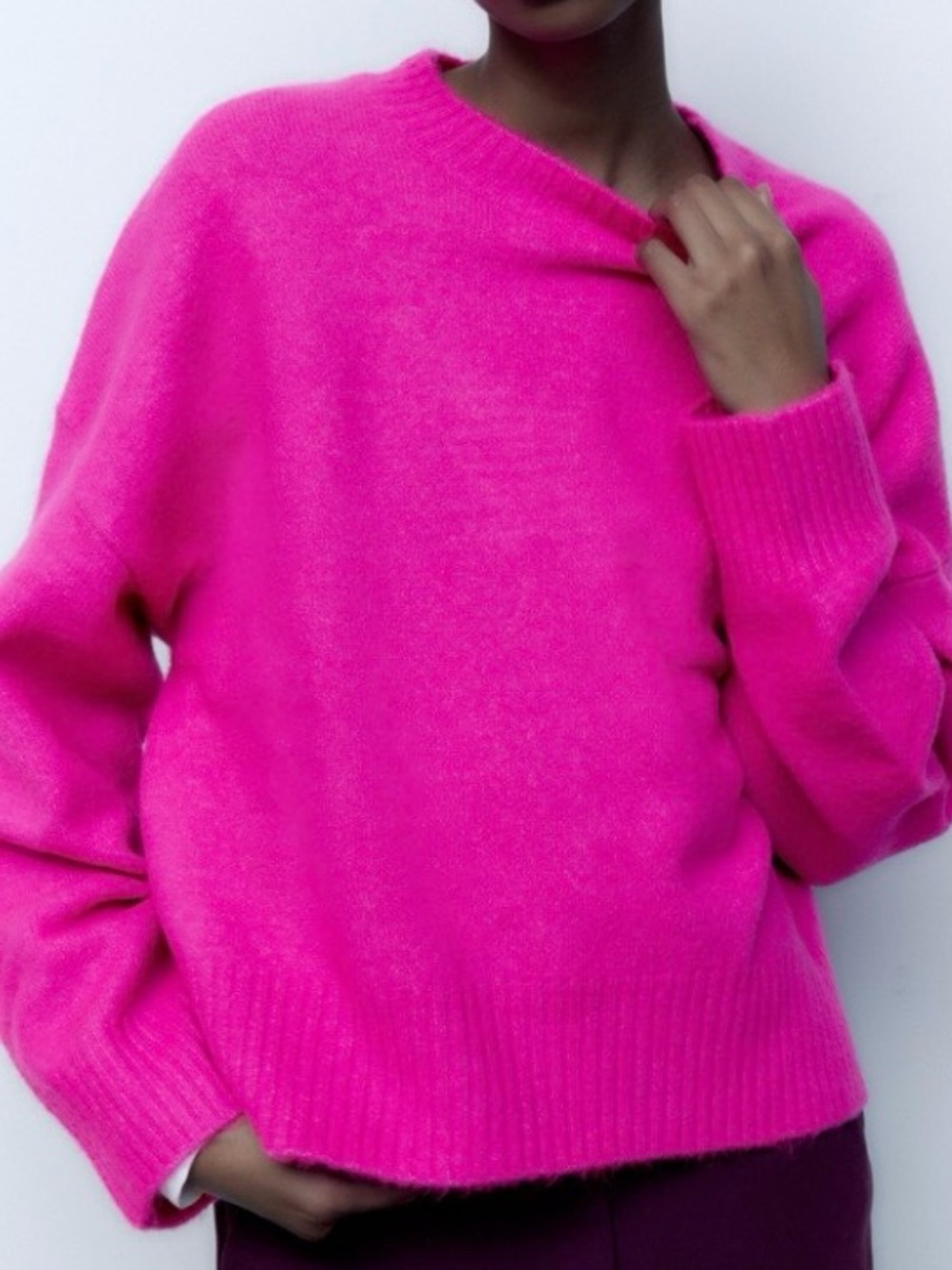 Zara Hot Pink Crewneck Sweater